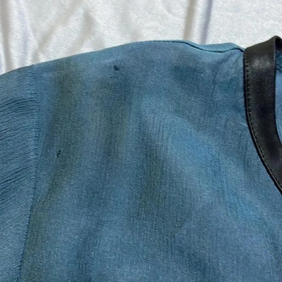 Helmut Lang Vtg Sheer Petite Green Long Sleeve Blouse Quiet Luxury Minimalist - Picture 7 of 10